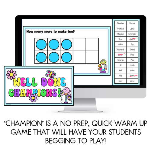 Resource preview 2 for Math Warm Up Game - Friends Of 10 Champion