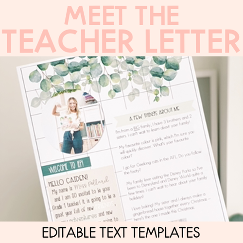 Resource preview 1 for Editable Meet the Teacher / Holiday Letter - Eucalyptus Leaf