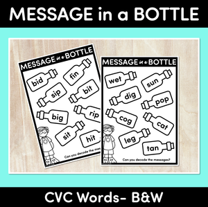 Message in a Bottle- CVC Black & White