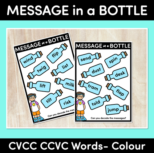 Resource preview 1 for Message in a Bottle- CVCC CCVC Words Colour