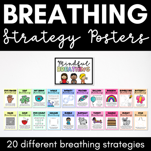 Resource preview 1 for Rainbow Breathing Exercises for Kids - Mindful Breathing Strategies Posters