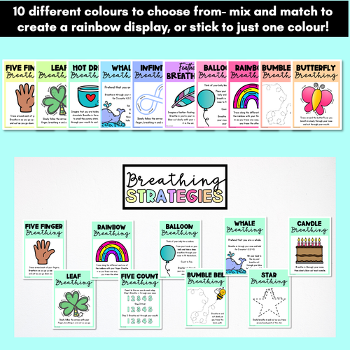 Resource preview 2 for Rainbow Breathing Exercises for Kids - Mindful Breathing Strategies Posters