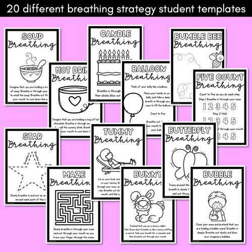 Resource preview 2 for Mindful Breathing Exercises for Kids - Breathing Strategies Student Templates