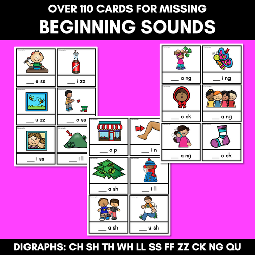 Resource preview 2 for Missing Sound Task Cards- Phonemic Awareness with Common Consonant Digraphs