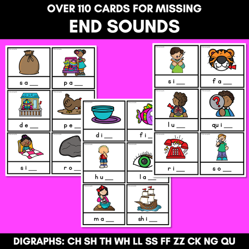 Resource preview 4 for Missing Sound Task Cards- Phonemic Awareness with Common Consonant Digraphs