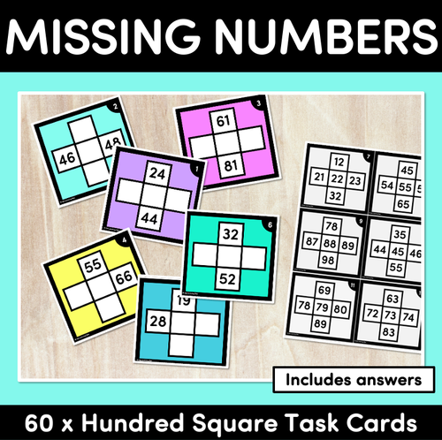 Resource preview 1 for MISSING NUMBER: Hundred Square Task Cards