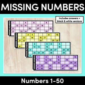 MISSING NUMBER MATS: 1-50