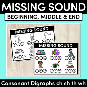 Missing Beginning, Middle & End Sounds - Consonant Digraphs ch sh th wh