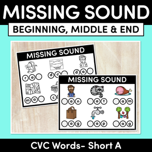 Missing Beginning, Middle & End Sounds - CVC Short A Words