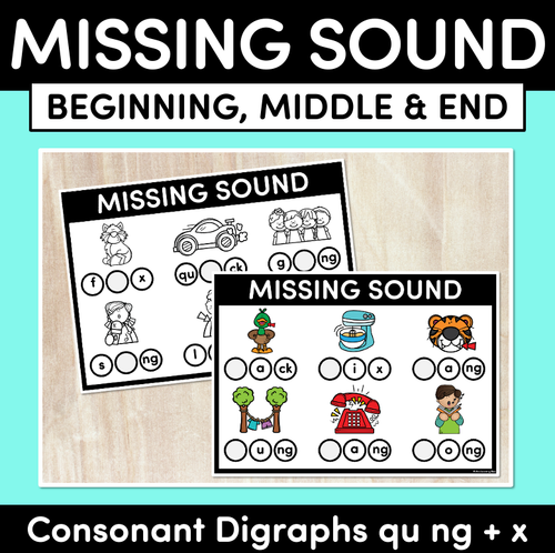 Resource preview 1 for Missing Beginning, Middle & End Sounds - Consonant Digraphs qu ng + x