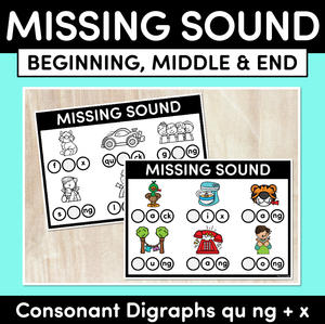 Missing Beginning, Middle & End Sounds - Consonant Digraphs qu ng + x