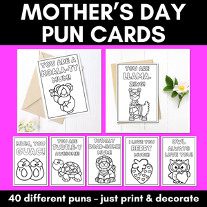 Mother's Day Pun Cards - No prep mother's day activities