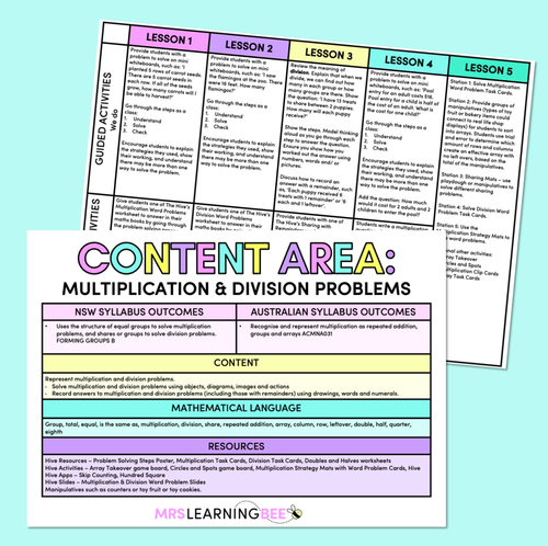 Resource preview 1 for Multiplication & Division Problems - Grade 1 & 2 Program