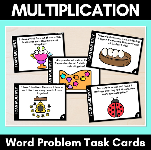 Resource preview 1 for Multiplication Word Problem Task Cards