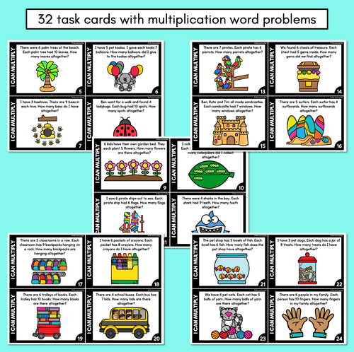 Resource preview 3 for Multiplication Word Problem Task Cards