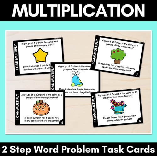 Resource preview 1 for Multiplication 2-Step Word Problem Task Cards