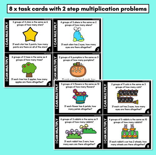 Resource preview 2 for Multiplication 2-Step Word Problem Task Cards