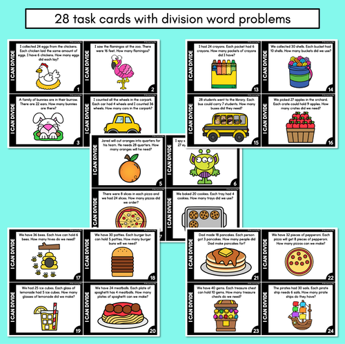 Resource preview 2 for Division Word Problem Task Cards