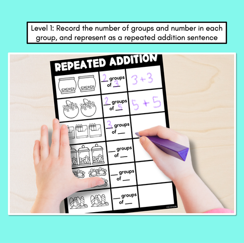 Resource preview 2 for Repeated Addition Differentiated Worksheets for Multiplication