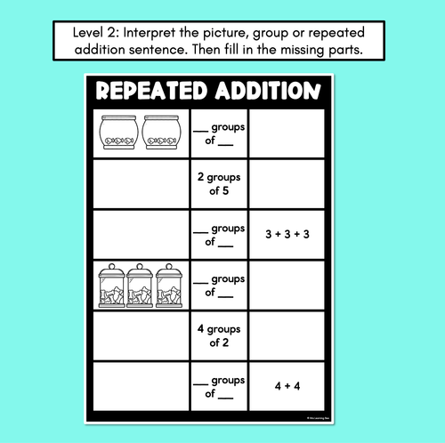 Resource preview 3 for Repeated Addition Differentiated Worksheets for Multiplication