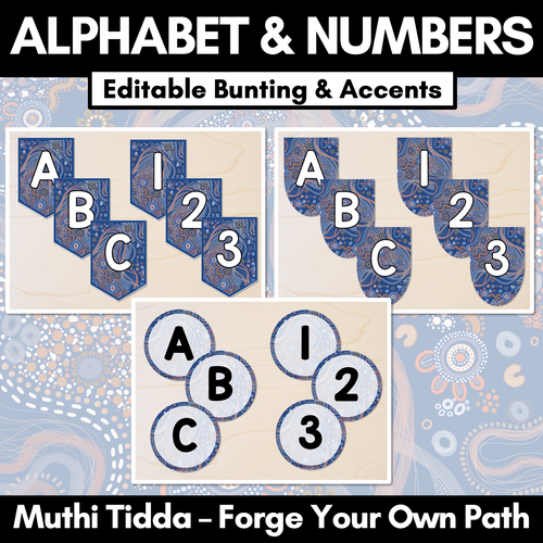 Resource preview 1 for Alphabet & Numbers Editable Bunting & Accents - Muthi Tidda - Forge Your Own Path