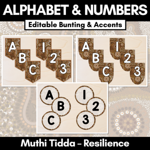 Alphabet & Numbers Editable Bunting & Accents - Muthi Tidda - Resilience