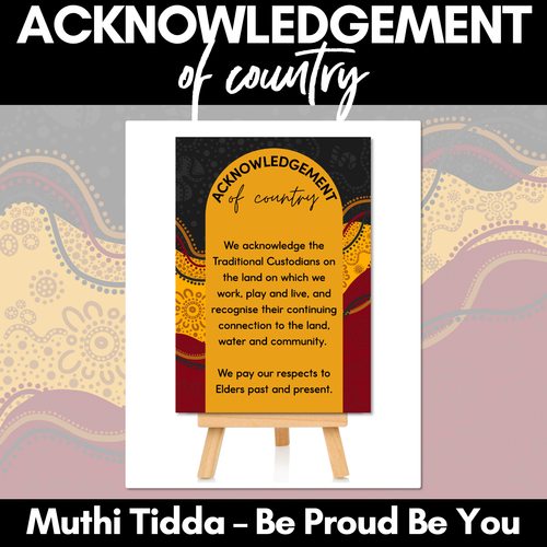 Resource preview 1 for Acknowledgement of Country Posters - Muthi Tidda - Be Proud, Be You