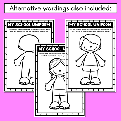 Resource preview 4 for My First Day School Uniform Template - Transition to School or Back to School Activity