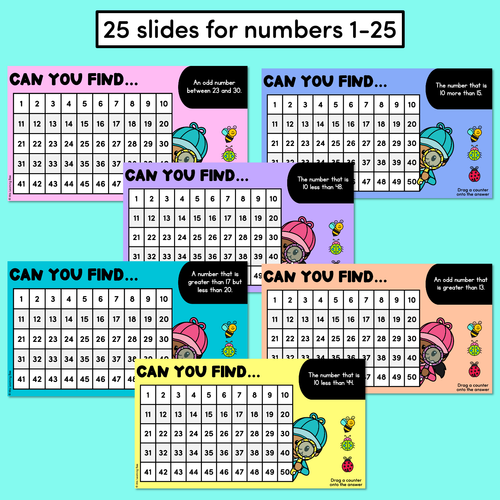 Resource preview 3 for Mystery Number Interactive Slides - Numbers 1-50 or Numbers 1-100