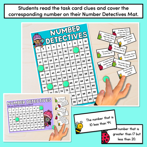 Resource preview 2 for Mystery Number Detectives Task Cards - Numbers 1-50 or Numbers 1-100 - Editable