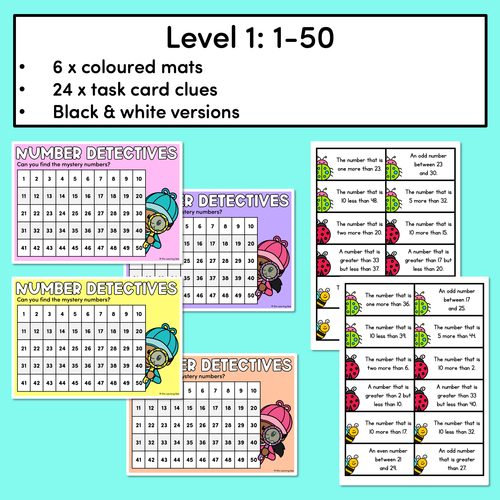 Resource preview 3 for Mystery Number Detectives Task Cards - Numbers 1-50 or Numbers 1-100 - Editable