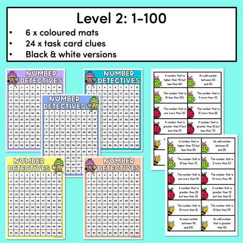 Resource preview 4 for Mystery Number Detectives Task Cards - Numbers 1-50 or Numbers 1-100 - Editable