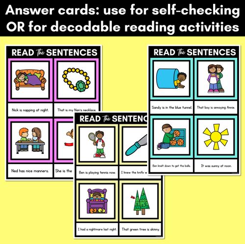 Resource preview 4 for N Phoneme Decodable Sentence Mats - Read & Match
