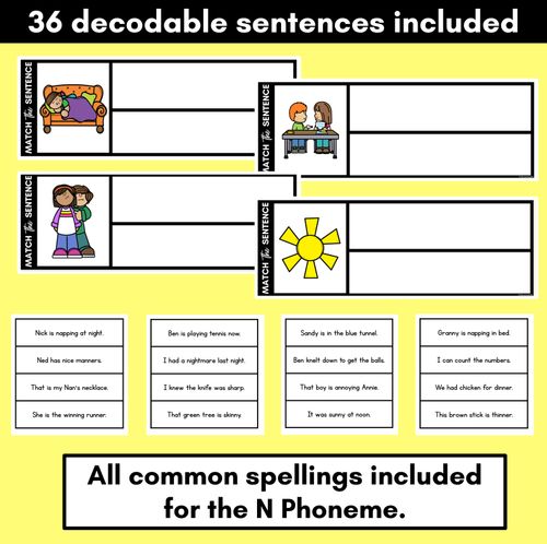 Resource preview 2 for N Phoneme Decodable Sentences - Read, Match & Write