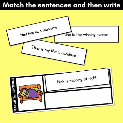 Resource preview 3 for N Phoneme Decodable Sentences - Read, Match & Write
