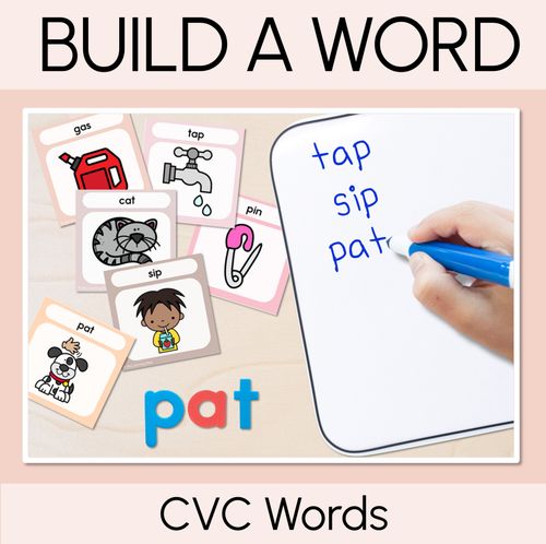 Resource preview 1 for NEUTRAL CVC Word Building Cards - Decodable Word Phonics Task Cards