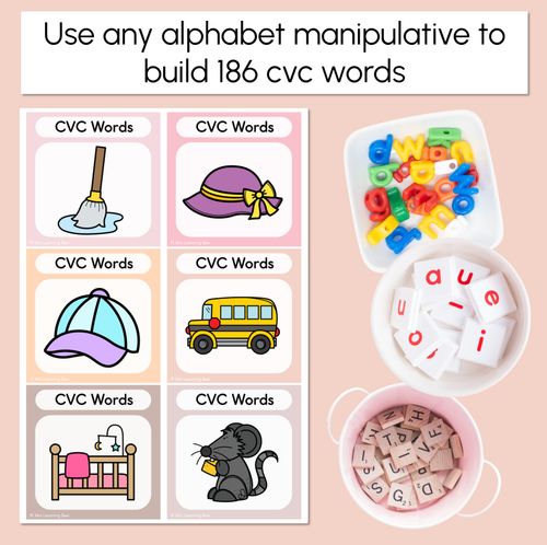 Resource preview 2 for NEUTRAL CVC Word Building Cards - Decodable Word Phonics Task Cards
