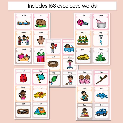 Resource preview 4 for NEUTRAL CCVC CVCC CCVCC Word Building Cards - Decodable Word Phonics Task Cards