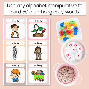 NEUTRAL Diphthong OI & OY Word Building Cards - Decodable Words for Phonics