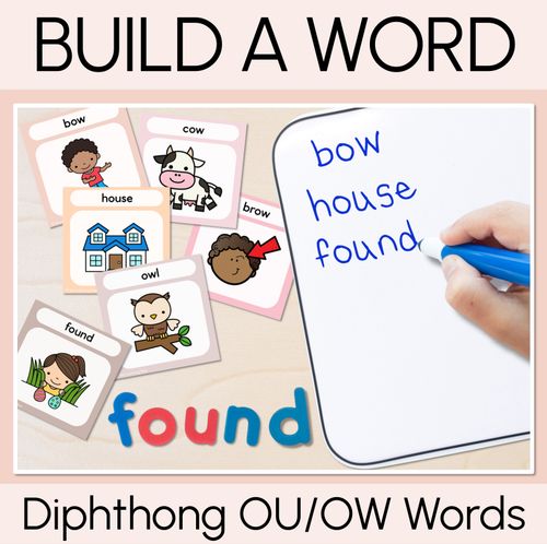 Resource preview 1 for NEUTRAL Diphthong OW & OU Word Building Cards - Decodable Words for Phonics