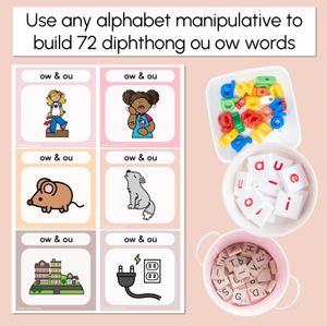 NEUTRAL Diphthong OW & OU Word Building Cards - Decodable Words for Phonics
