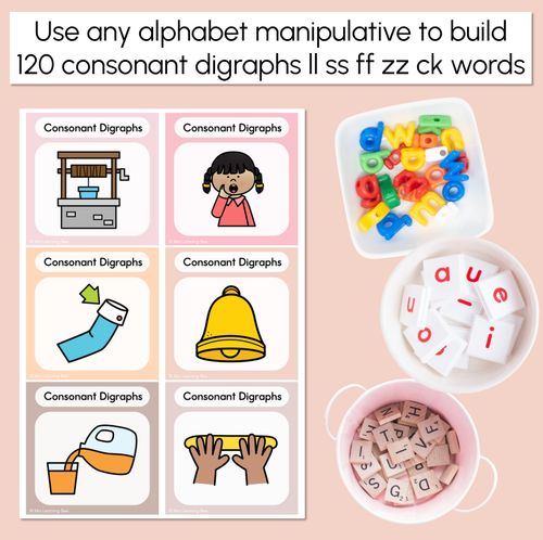Resource preview 2 for NEUTRAL Consonant Digraph Word Building Cards LL SS FF ZZ CK - Decodable Words