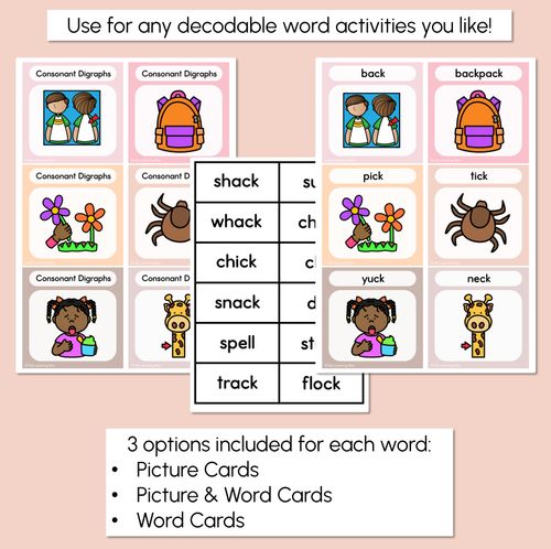 Resource preview 3 for NEUTRAL Consonant Digraph Word Building Cards LL SS FF ZZ CK - Decodable Words