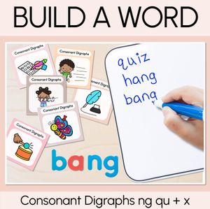 NEUTRAL Consonant Digraph Word Building Cards NG Q X - Decodable Words