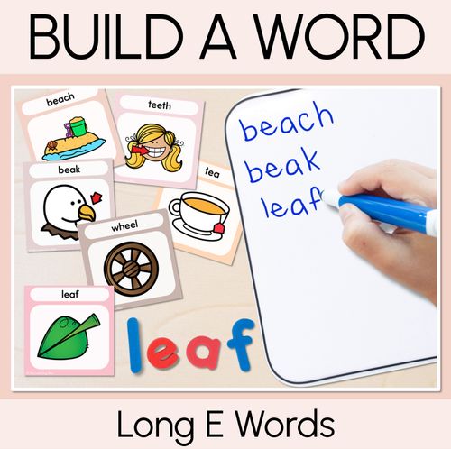 Resource preview 1 for NEUTRAL Long Vowel E Word Building Cards - Vowel Team Decodable Word Task Cards