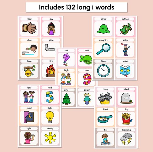 Resource preview 4 for NEUTRAL Long Vowel I Word Building Cards - Vowel Team Decodable Word Phonics