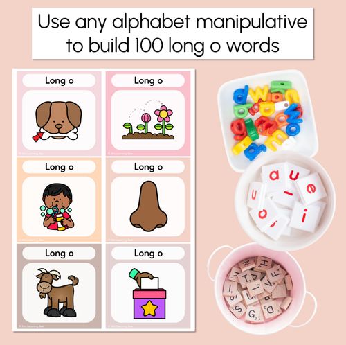 Resource preview 2 for NEUTRAL Long Vowel O Word Building Cards - Vowel Team Decodable Word Task Cards