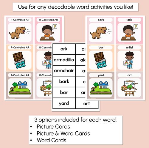 Resource preview 3 for R-Controlled Vowel AR Word Building Cards - Decodable Words NEUTRAL