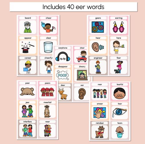 Resource preview 4 for R-Controlled Vowel EER Word Building Cards - Decodable Words NEUTRAL