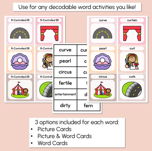 Resource preview 3 for R-Controlled Vowel ER Word Building Cards - Decodable Words NEUTRAL